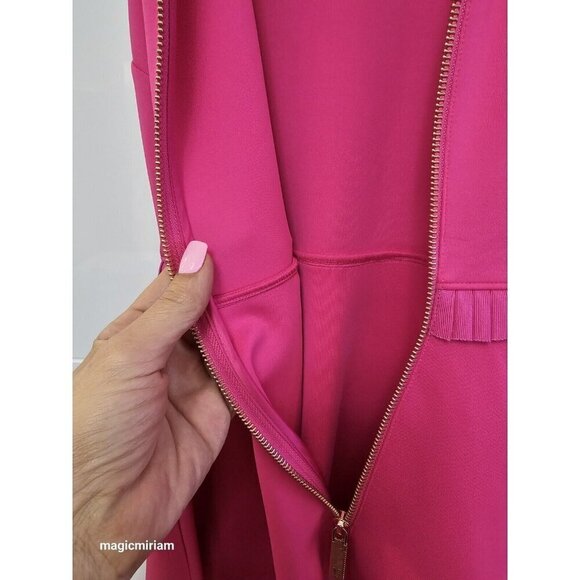 BNWT TED BAKER London Zaffron Embroidered Fit & Flare Dress Barbie Pink - Picture 13 of 15